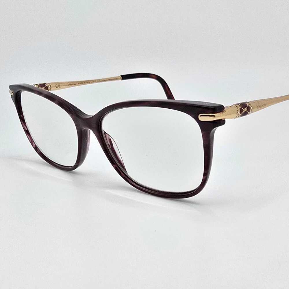 Chopard VCH215S Purple 23KT GP Rhinestone Cat Eye Eyeglasses Frame w/ Flexhinge